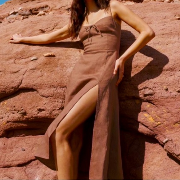 Reformation | Dresses | Reformation Joyce Linen Dress In Chocolate |  Poshmark